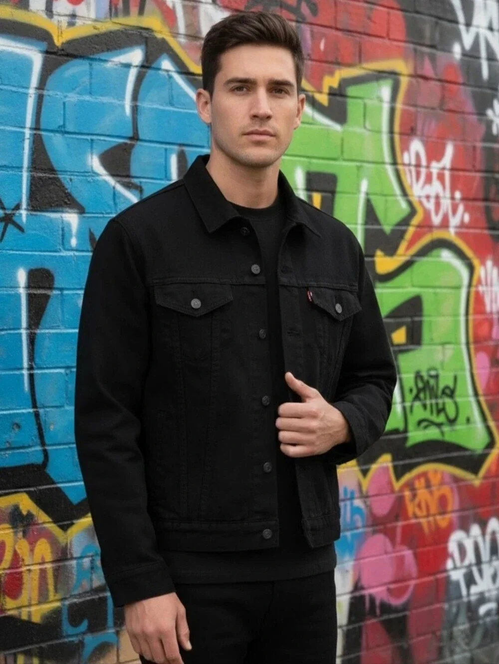 Levi's Premium Trucker Jacket Size Small, Dark Black.